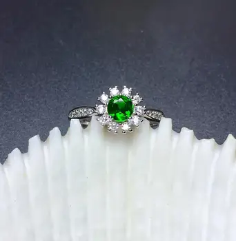 Očarujúce zelená diopside drahokam krúžok žien 925 sterling silver ring prírodné real gem zelená farba narodeniny Nový rok darček