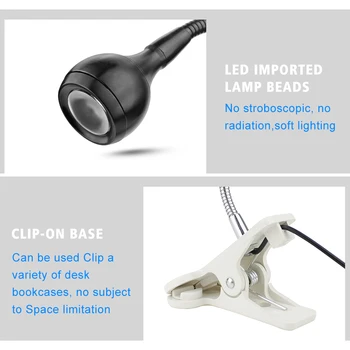 Oči Ochrany Led stolná Lampa Flexibilné Led Stolná Lampa So Svorkou Knihy, Čítanie USB Klip Na Stôl Svetlo Spálňa Nočné Osvetlenie
