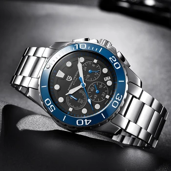 PAGANI DIZAJN Quartz hodinky pánske top módne luxusné značky, chronograf mens nepremokavé steel blue sledujte muž športové hodiny 2020