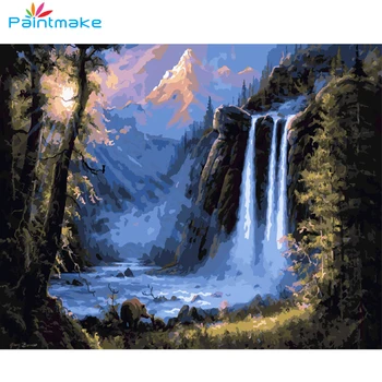 Paintmake Krajiny DIY Maľovanie Podľa Čísel Vodopád Olej, Ručne Maľované Na Plátno Pre Domáce Dekorácie Umenie Obrázok dary