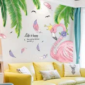 Palma Listy Samolepky na Stenu DIY Flamingo Zvierat nástenná maľba Obtlačky pre Obývacia Izba, Detská Spálňa, Kuchyňa Domáce Dekorácie