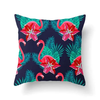 Palmový List Kvetina Tlače Plyšové Dekoratívny Vankúš Cartoon Flamingo Vzor Hodiť Vankúš Domova Námestie Obliečka Na Vankúš