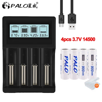 PALO 4PCS Vysokú Kvalitu Pôvodnej 14500 Batérie AA nabíjateľné kontakty batérie 3,7 V Li-ion Nabíjateľná Batéria pre baterku