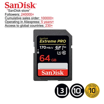 Pamäťová Karta SanDisk Extreme Pro SDHC/SDXC Karty SD 32GB 64GB 128 gb kapacitou 256 GB C10 U3 V30 UHS-I cartao memoria de Flash Karta pre Kameru