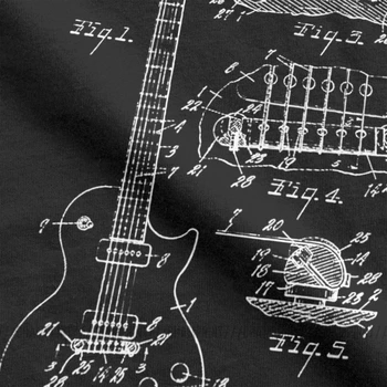 Patent Akustické Elektrická Gitara Štruktúra Hudby, T Košele Mužov Bavlna Vintage T-Shirts Mládež Umenia V Jednotnom Tees Tlač Topy