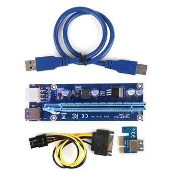 PCI-E 1x až 16x Ťažba Stroj Enhanced Extender Stúpačky Kartu Adaptér s 50 cm USB 3.0 A SATA Napájací Kábel vľavo/vpravo
