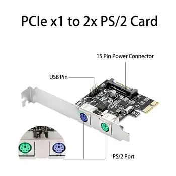 PCI Express 2 Porty PS2 PS/2 pre PC Klávesnice Myši Adaptér Rozširujúca Karta s 4 Pin Konektor Napájania