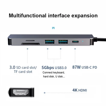 PD USB C Rozbočovač HDMI Adaptér 4K Thunderbolt 3 Typ-C Hub s Powerdelivery PD nabíjací Port pre Macbook Pro Air 2018/2019