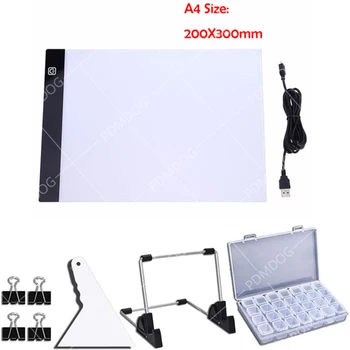 PDMDOG A4 LED Light Pad pre Diamond Maľovanie, 5D Diamond Výšivky Príslušenstvo Svetlo Board Nástroje Súpravy，Veľkosť:20X30CM