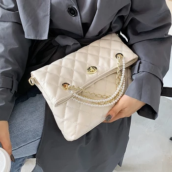 Pearl hadle záhyby tašky kabelky ženy tašky dizajnér Koža Pu Quailty Taška Ženy Luxusné Kabelky Ženy Tašky Sac Hlavný Femme