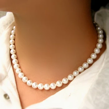 Pearl Náhrdelníky Pre Ženy 8mm Simulované Pearl Reťazca Náhrdelník Collier Femme Choker Svadobné Svadobné Šperky Strany Darčeky Bijoux