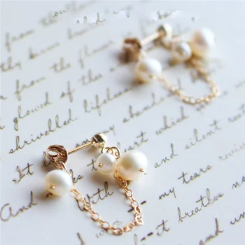 Pearl Náušnice Zlaté Vyplnené Ručne Vyrábané Šperky Vintage Náušnice Minimalistický Oorbellen Pendientes Boho Ženy Náušnice