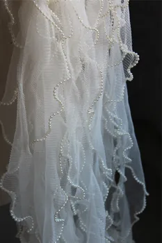 Pearl skladaný okraji vlna stereo čistý priadze, textílie, čipky textúra Svadobné šaty diy dizajnér násobne príslušenstvo