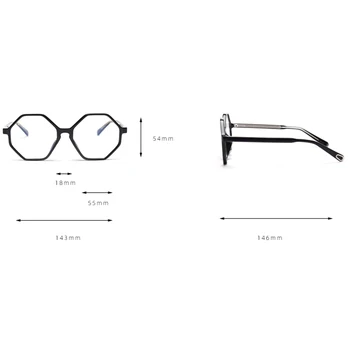 Peekaboo tr90 osemhranné okuliare pre ženy veľký rám jasný objektív retro optické okuliare, rám mužov mnohouholník transparentné čierna
