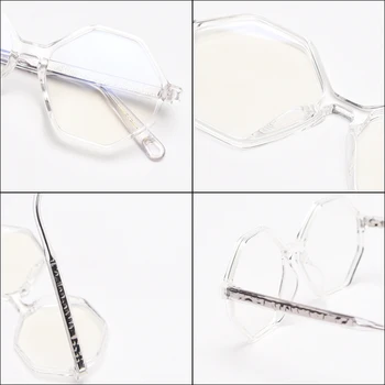 Peekaboo tr90 osemhranné okuliare pre ženy veľký rám jasný objektív retro optické okuliare, rám mužov mnohouholník transparentné čierna