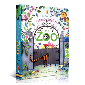 Peep Vnútri Zoo Zvierat anglický Vzdelávací 3D Klapka Obrázkové Knižky, Baby, Deti Čítania Knihy