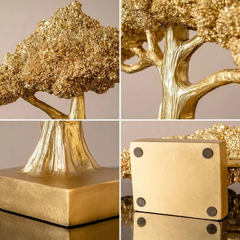 Peniaze strom dekoratívne sochy Živice zlaté šťastie strom peňažné krava obchodné plavidlá nového domova darček office umeleckou výzdobou socha