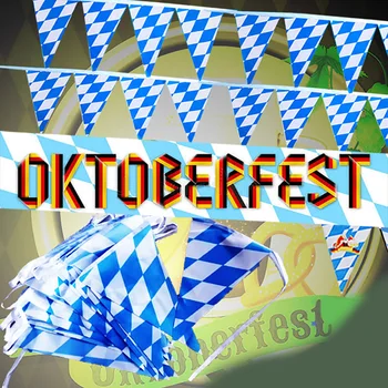 Pennant Banner Oktoberfest Bavorský Visí Skontrolujte Vlajka Pivo Tematické Dekor Na Party Dekorácie 10 Metrov Nové