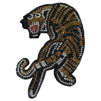 Perlové Diamond Motívy Tigra Textílie Škvrny Výšivky Späť Odznak Nášivka na Oblečenie Šiť na Šijacom Príslušenstvo B78