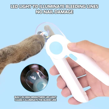 Pes Nail Clipper s LED Svetlom Nožnice Cat Nail Fréza Nožnice Zastrihávač Brúska Odbornej Starostlivosti Nástroj