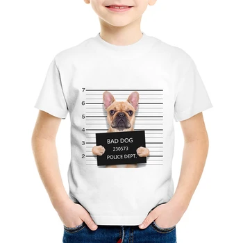Pes Polícia Tlačené grafika tričká animal Vtipné Deti oblečenie BAD Pes Pug Buldog Lete Tees dievčatá, deti t tričko pre chlapcov