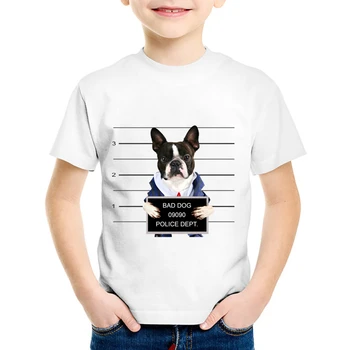 Pes Polícia Tlačené grafika tričká animal Vtipné Deti oblečenie BAD Pes Pug Buldog Lete Tees dievčatá, deti t tričko pre chlapcov