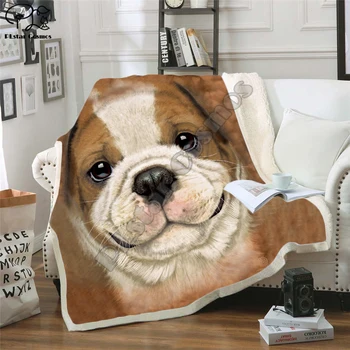 Pes tvár 3D Tlač Plyšové Fleece Deka Dospelých Módne Deky Home Office Umývateľný Obliečky Bežné Deti, Dievčatá Sherpa Deka dog10