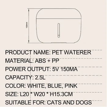 Pet, Pes, Mačka, Fontány, Nápojové Fontány 2.5 L Automatické Napájačiek vody Misy Psa a Mačky Elektrické USB Dávkovač S 1 Políčko Filter