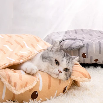 Pet posteľ pre mačky chovateľskej stanice vankúš, deka výrobky pre domáce zvieratá príslušenstvo pre mačky spací vak dom cama para gato domek pre kota