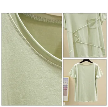 Pevná Bavlna T-shirt Ženy kórejské Oblečenie, Krátke Sleeve Tee Tričko Femme Vintage Voľné Ženy Oblečenie, Dámy T 9480