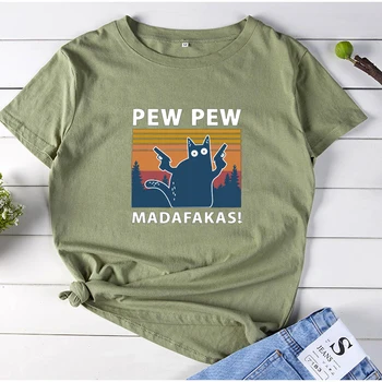 PEW PEW MADAFAKAS Vzor Ženy T-shirt Vtipné Grafiky, T Košele Ženy Zaujímavé Módne Bavlnené Tričko Žena