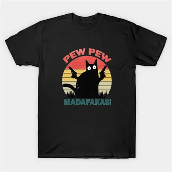 PEW PEW madakafas T-shirt ženy, nové letné pohode zvierat-krátke rukávy bežné čierne tričko tlačených topy grafické tees ženy