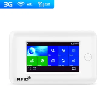 PG106 3G GSM WiFi Domov Bezpečnostný Alarm Systém IP Kamery, Podpora Aplikácie Ovládanie RFID karty Vonkajšie kamery Dymový Senzor Pohybu, Alarm