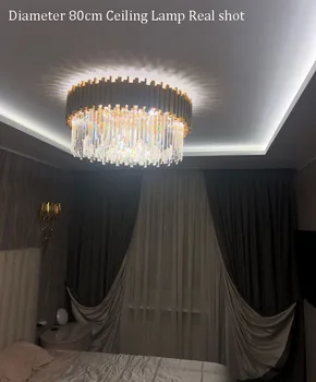 Phube Osvetlenie Gold Crystal Stropné svietidlo Luxusné Moderné Spálne LED Listry De Cristal Domáce Vnútorné Osvetlenie, Svietidlá