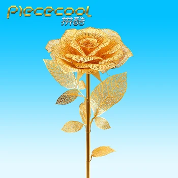 Piececool DIY 3D Kovov Puzzle Model Červená Modrá Zlatá Romantické Ruže Montáž Ručné Jigsaws Vzdelávacie Hračky pre Dospelých Milenca Dary