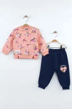 Pink Baby girl vyhovovali spodnej tepláková súprava potu top 2 kus bavlny, mäkké sezónne teplé detské obleky model