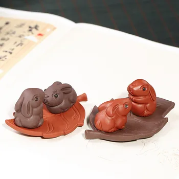 PINNY Fialová Hliny Šťastie Králik Čaj Pet Handmade Ceramics Sochy Na Dekoráciu Zvierat Domáce Dekorácie Príslušenstvo
