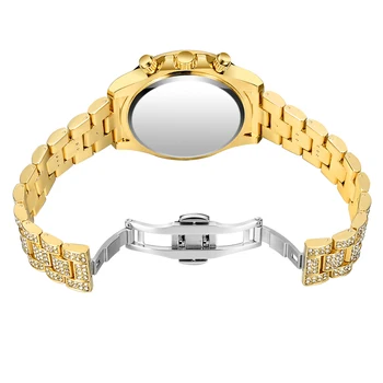 PINTIME Zlato Leopard Pánske Hodinky Top Značky Luxusné Chronograf Šport Vojenské Muž Hodiny Ľadový Sa Diamond Dátum Oceľové Náramkové hodinky