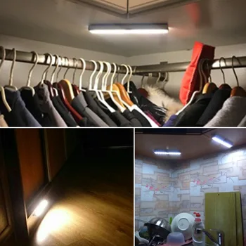 PIR Čidlo LED Svetlo Pod Skrinku 6 10 Led Bezdrôtový Nočné Svetlo Kuchyne, Šatníka, Chodby, Schody Nástenné Svietidlo
