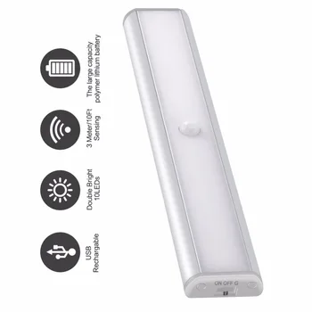 PIR čidlo LED Svetlo Pod Skrinku pre Skrine, Skrine, Osvetlenie Prenosné led Lampa USB Nabíjateľné Led Nočné Osvetlenie