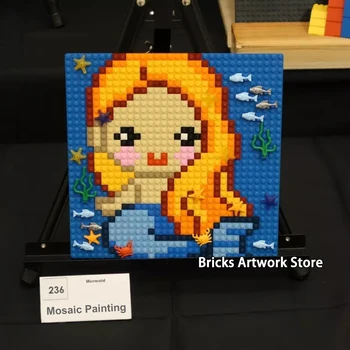 Pixel Art, Mozaiky Maľovanie Morská víla Portrét Postavy DIY Stavebné Bloky, Hračky Pre Dievčatá, Tvorivé Vianočné Darčeky 32x32 Základná Doska