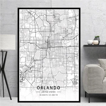 Plagát Vytlačí Hot Miami, Orlando Tampa USA Amerika Mapa Mesta Cestovné olejomaľba na Plátne Umenie Stenu Obrázky a Decor schilderij obrazy