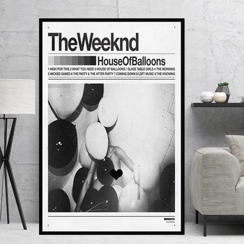 Plagát Vytlačí Weeknd StarBoy R&B House Balóny Rap Music Album, Olejomaľba Na Plátne Wall Art Obrázky Obývacia Izba Domova