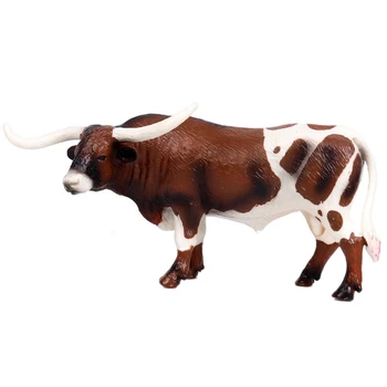 Plastové Long Horn Bull Dobytka Zvieratá Akčné Figúrky Statické Roztomilý Model Kolekcie Krava Model Hračky pre Deti