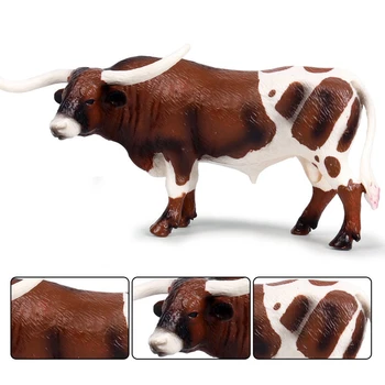 Plastové Long Horn Bull Dobytka Zvieratá Akčné Figúrky Statické Roztomilý Model Kolekcie Krava Model Hračky pre Deti