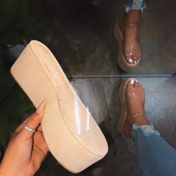 Platforme, Plus Veľkosť dámske Topánky 2020 Nové Sexy Transparentné Vysoké podpätky Žena Letné Sandále Farebné Jediným Sandalias Mujer