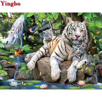 Plné Námestie kolo Diamond Maľovanie Tiger vodopád Diamond Výšivky Predaj 5d Diamond Mozaiky Drahokamu Obrázok Umelecké Remeslá