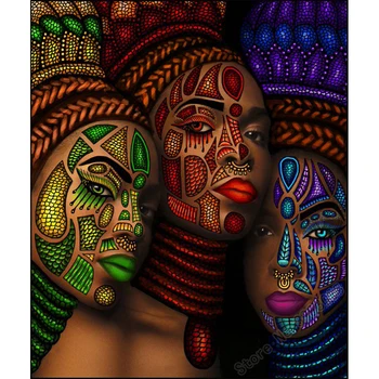 Plné Námestie Vŕtať 5d DIY Diamond Súpravy Maľovanie Africké Umenie Hadiu Tvár, Žena Obrázok Drahokamu Mozaiky Diamond Výšivky Steh