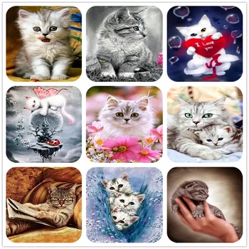 Plný Štvorcové A Okrúhle Diamond Maľovanie Cute Cat Diamond Výšivky Mozaiky Cross Stitch Domáce Dekorácie Zviera Visí Maľovanie