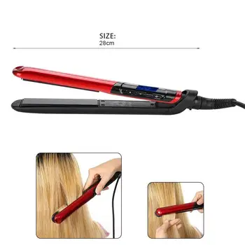 Ploché železo rovné vlasy, LCD Displej 2-v-1, keramický povrch, Hair straightener česať vlasy Curler starostlivosť o krásu Žehlička